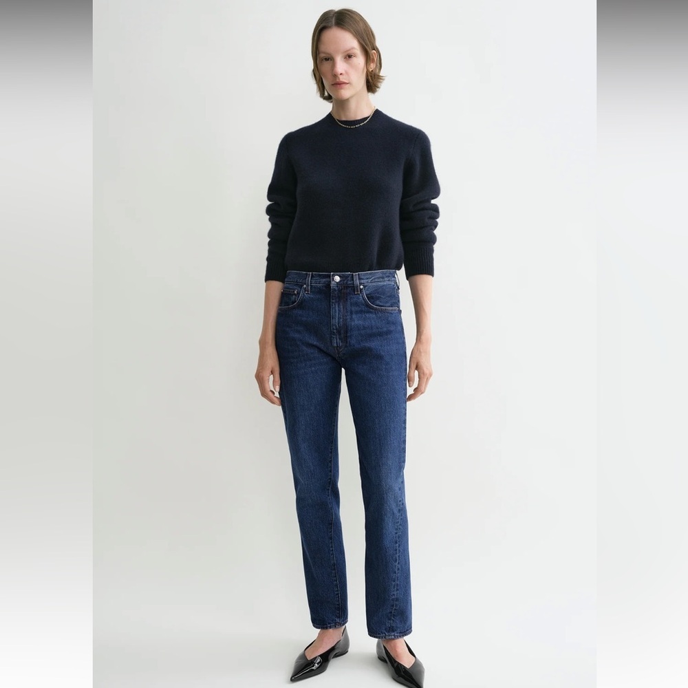 Toteme Twisted seam denim dark blue- CROPPED
